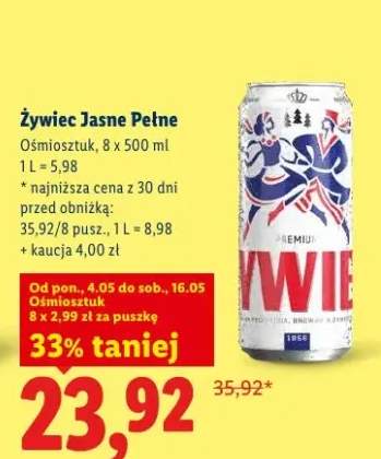 Piwo Żywiec Jasne Pełne ośmiosztuk