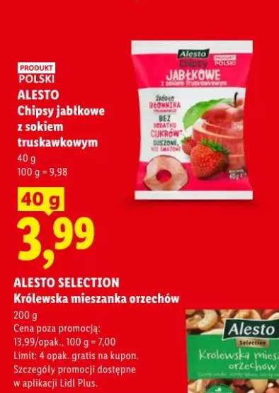 Chipsy jabłkowe z sokiem truskawkowym Alesto