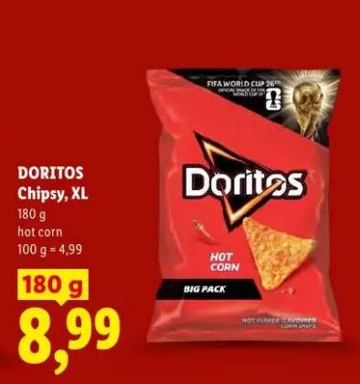 Chipsy Doritos XL hot corn