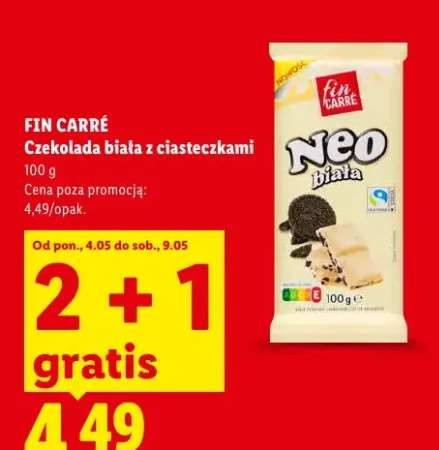 Czekolada biała Fin Carré Neo z ciasteczkami