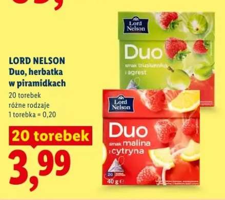 Herbata w piramidkach Lord Nelson Duo smak malina i cytryna