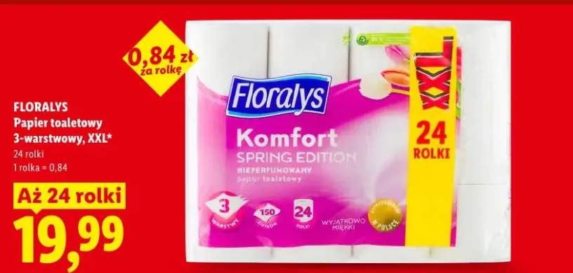 Papier toaletowy 3-warstwowy XXL Floralys Komfort Spring Edition
