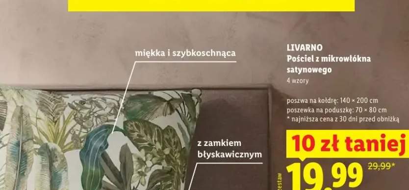 Pościel z mikrowłókna satynowego Livarno 140x200cm poszewka 70x80cm