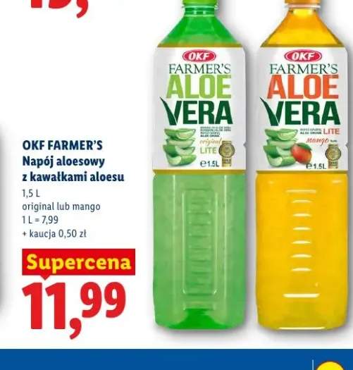 Napój aloesowy z kawałkami aloesu mango OKF Farmer's