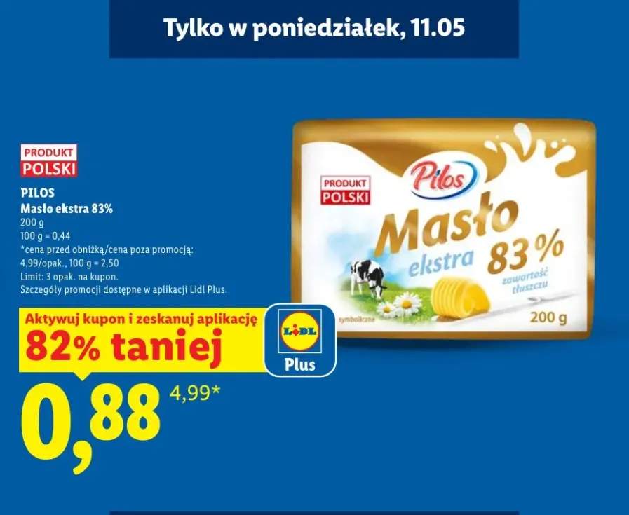 Masło ekstra 83% Pilos