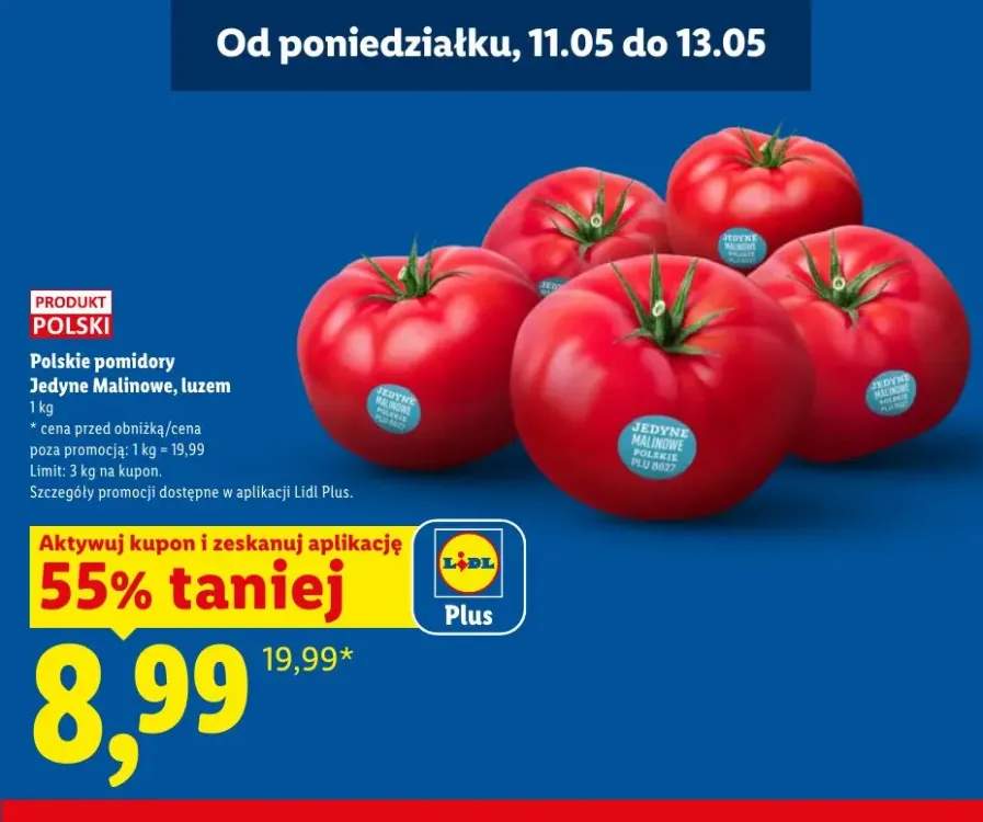 Pomidory Jedyne Malinowe luzem polskie