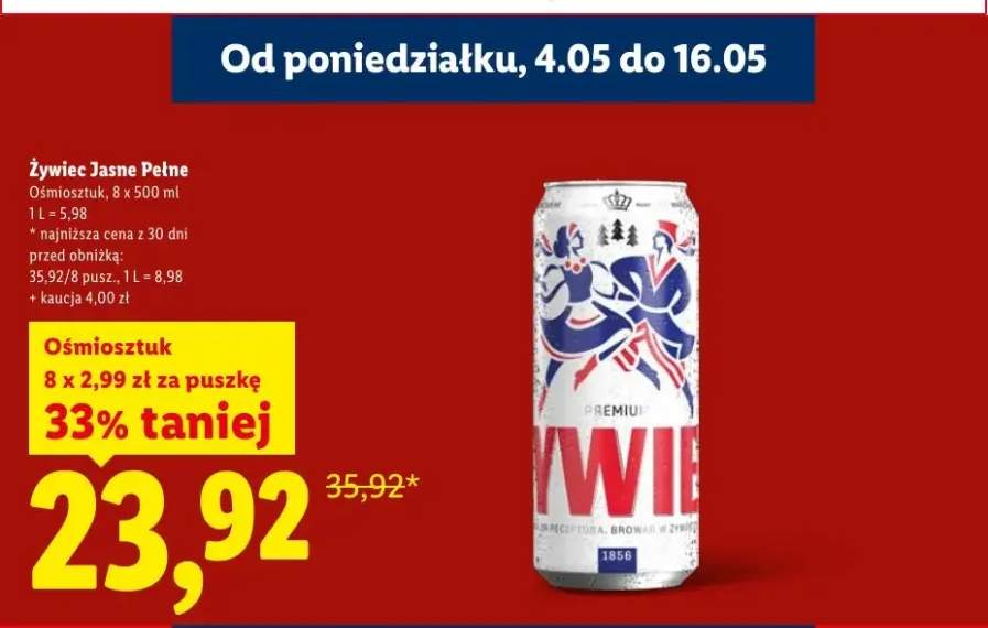 Piwo Żywiec Jasne Pełne 8-pak 500ml
