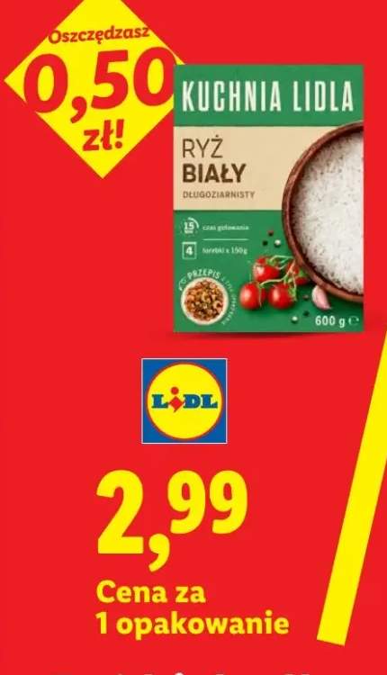 Ryż biały długoziarnisty Kuchnia Lidla 4-pak 150g