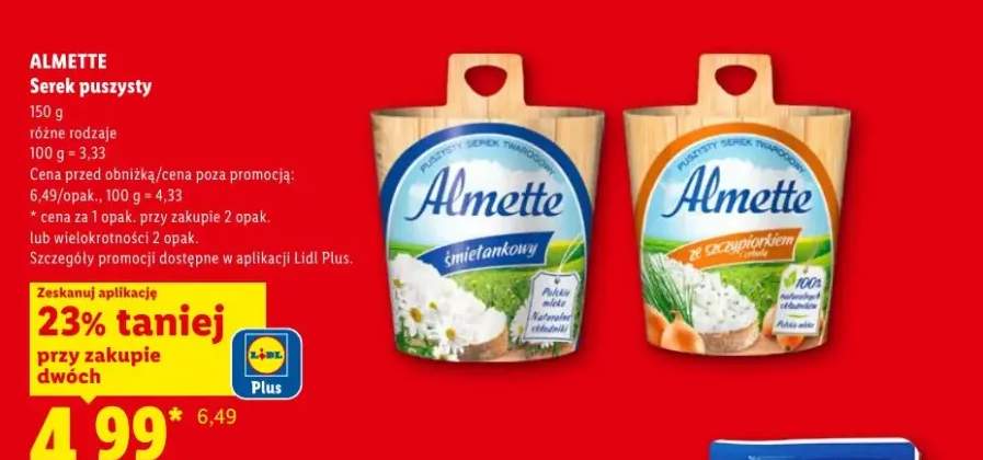 Serek puszysty śmietankowy Almette