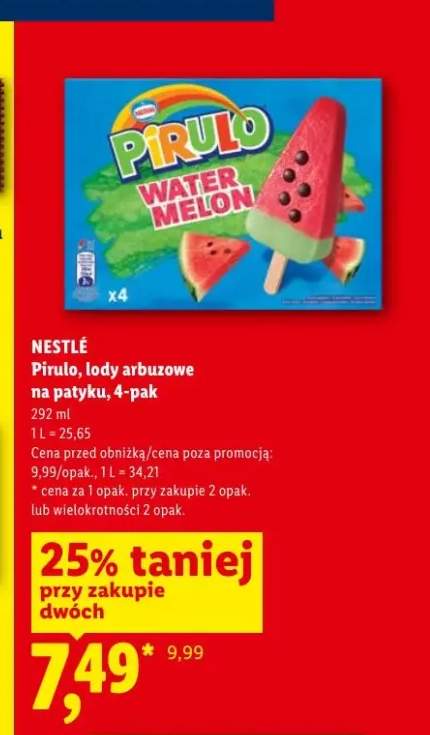 Lody arbuzowe na patyku NESTLÉ Pirulo 4-pak