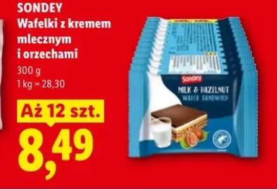 Wafelki z kremem mlecznym i orzechami SONDEY