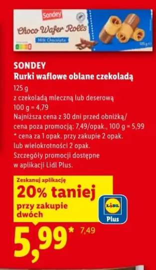 Rurki waflowe oblane czekoladą SONDEY