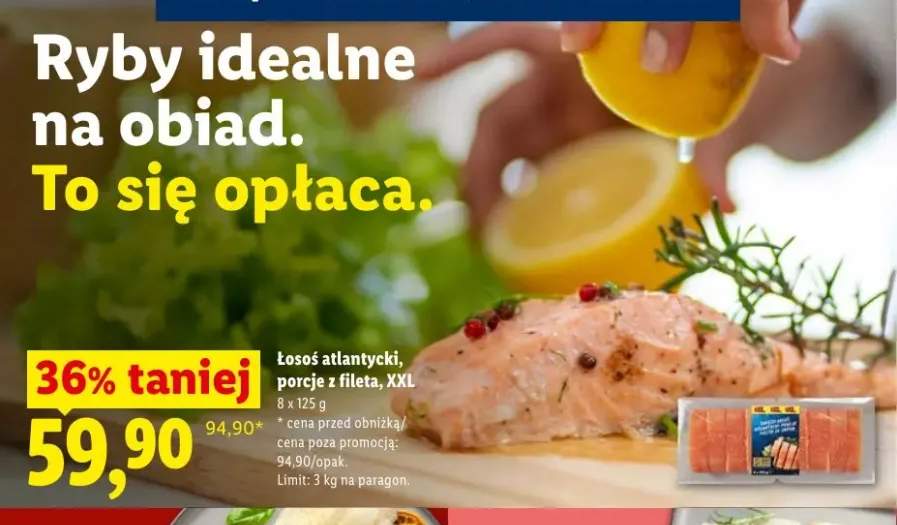 Łosoś atlantycki porcje z fileta XXL Targ Rybny Lidla 8-pak 125g
