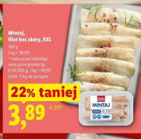 Mintaj filet bez skóry XXL Targ Rybny Lidla