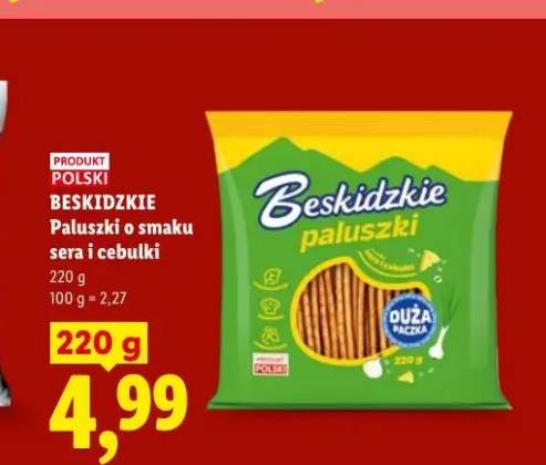 Paluszki o smaku sera i cebulki Beskidzkie