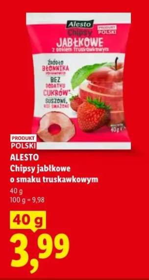 Chipsy jabłkowe o smaku truskawkowym Alesto