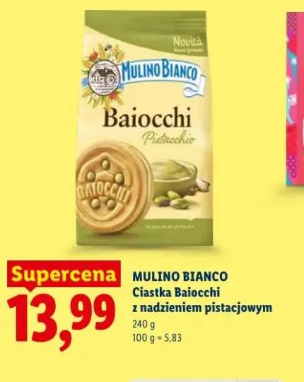 Ciastka Baiocchi z nadzieniem pistacjowym Mulino Bianco