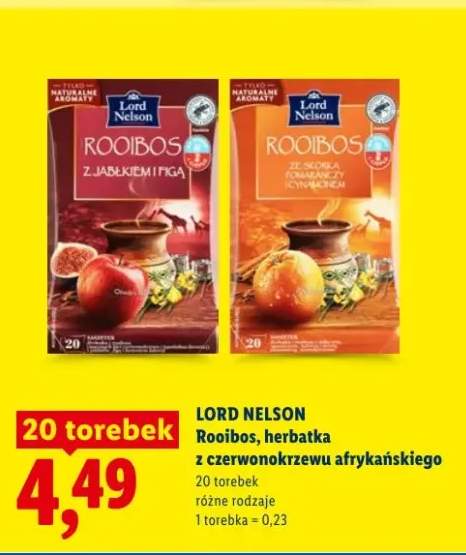 Herbatka z czerwonokrzewu afrykańskiego Lord Nelson Rooibos ze skórką pomarańczy i cynamonem