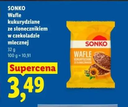 Wafle kukurydziane ze słonecznikiem w czekoladzie mlecznej Sonko