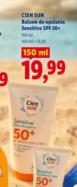 Balsam do opalania Sensitive SPF 50+ Cien Sun