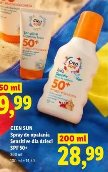Spray do opalania Sensitive dla dzieci SPF 50+ Cien Sun