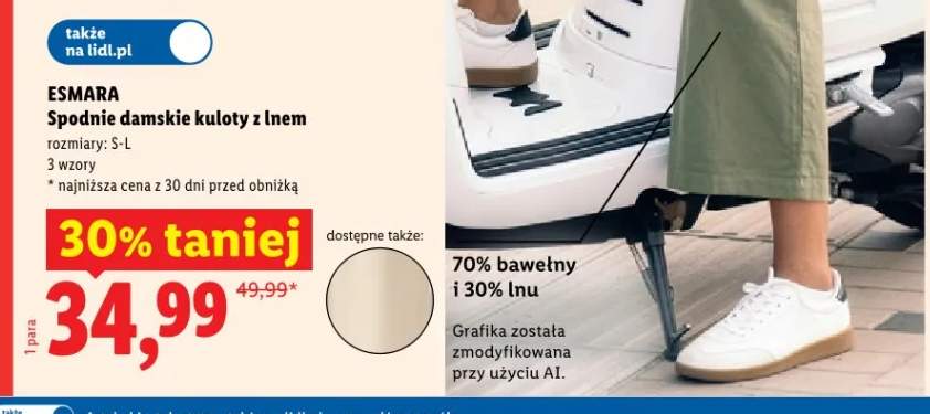 Spodnie damskie kuloty z lnem ESMARA
