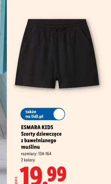 Szorty dziewczęce z bawełnianego muślinu Esmara Kids
