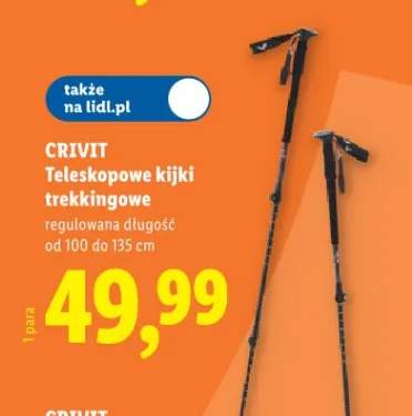 Teleskopowe kijki trekkingowe CRIVIT 100-135cm