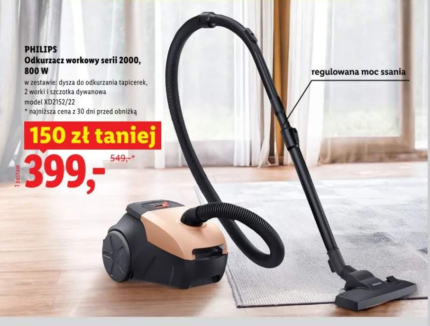 Odkurzacz workowy serii 2000 Philips 800W model XD2152/22