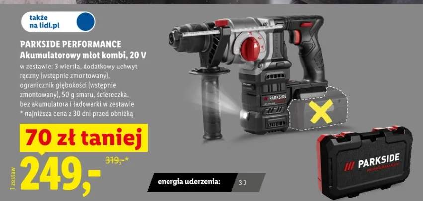 Akumulatorowy młot kombi PARKSIDE PERFORMANCE 20V