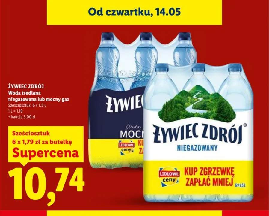 Woda źródlana mocny gaz Żywiec Zdrój 6-pak 1.5l
