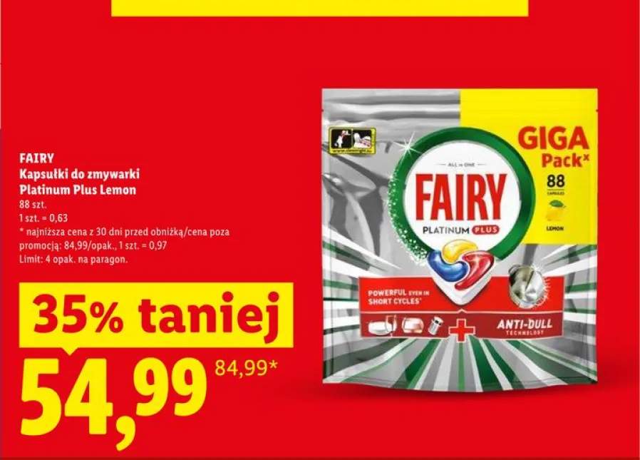 Kapsułki do zmywarki FAIRY Platinum Plus Lemon