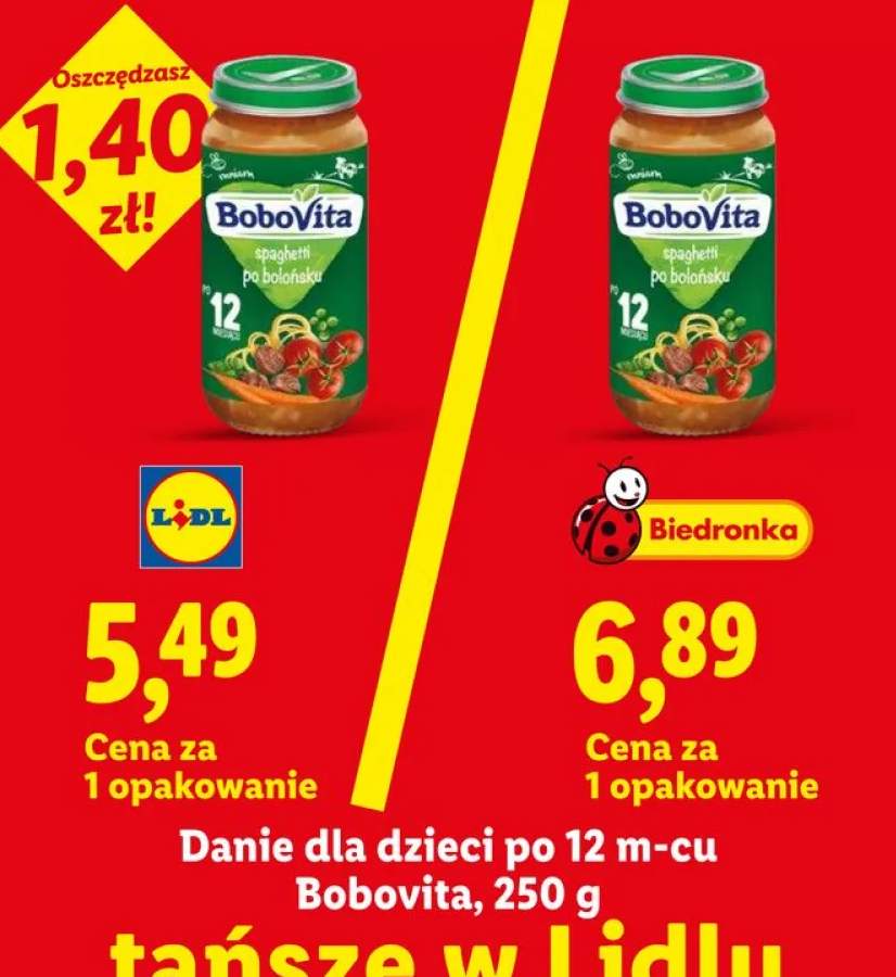 Danie dla dzieci po 12m-cu spaghetti po bolońsku BoboVita