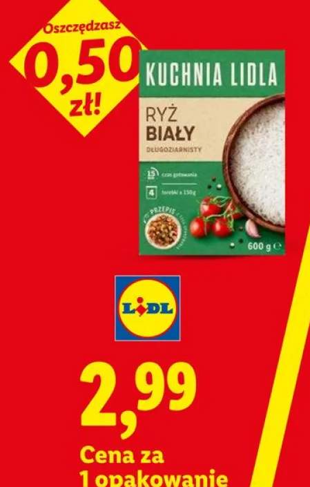 Ryż biały długoziarnisty Kuchnia Lidla 4-pak 150g