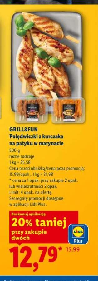 Polędwiczki z kurczaka na patyku w marynacie GRILL&FUN