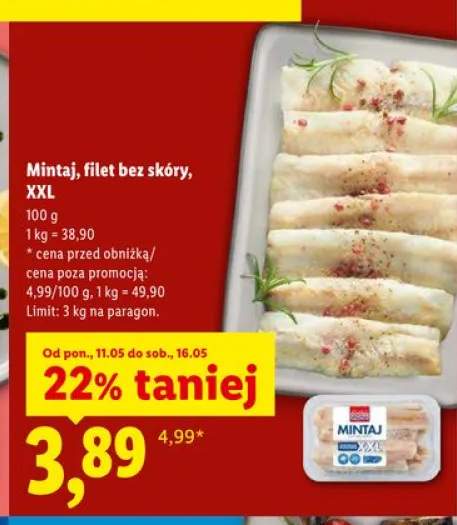 Mintaj filet bez skóry XXL