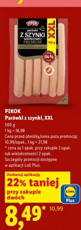 Parówki z szynki PIKOK XXL