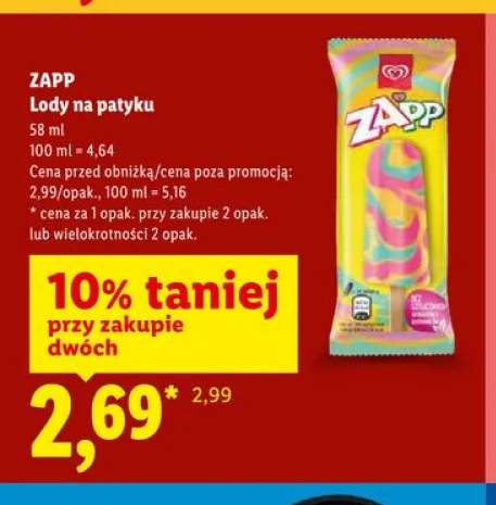 Lody na patyku Zapp