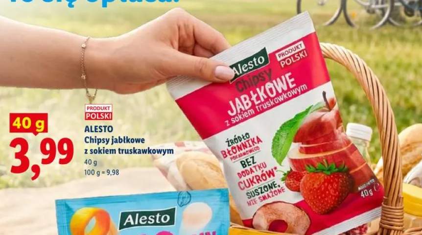 Chipsy jabłkowe z sokiem truskawkowym Alesto