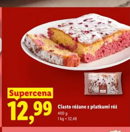 Ciasto różane z płatkami róż