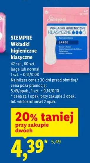 Wkładki higieniczne klasyczne SIEMPRE large