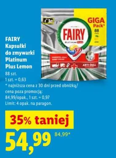 Kapsułki do zmywarki Platinum Plus Lemon Fairy