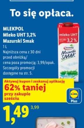 Mleko UHT 3,2% Mazurski Smak Mlekpol