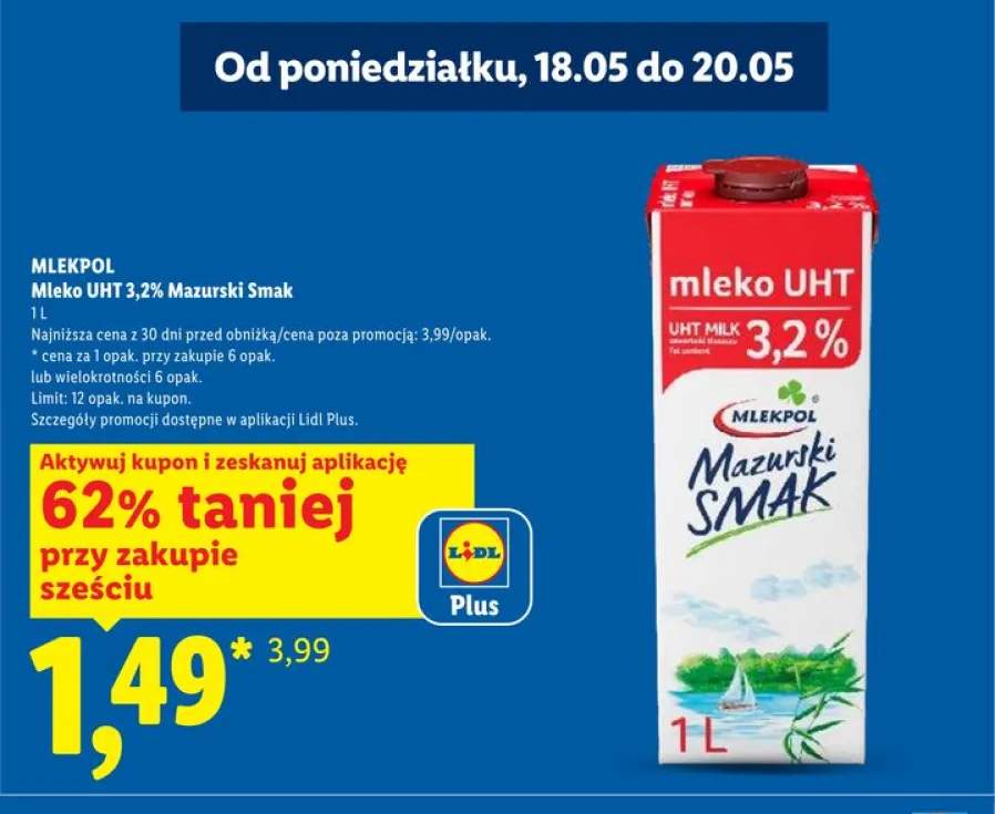 Mleko UHT 3,2% Mazurski Smak Mlekpol