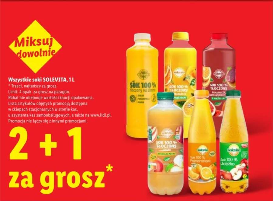 Sok 100% tłoczony pomarańcza z miąższem Solevita