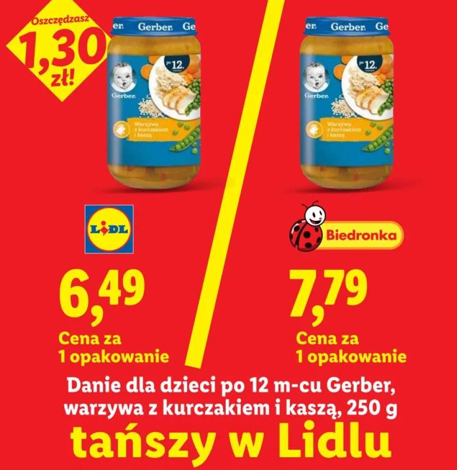 Danie dla dzieci Gerber warzywa z kurczakiem i kaszą po 12m-cu