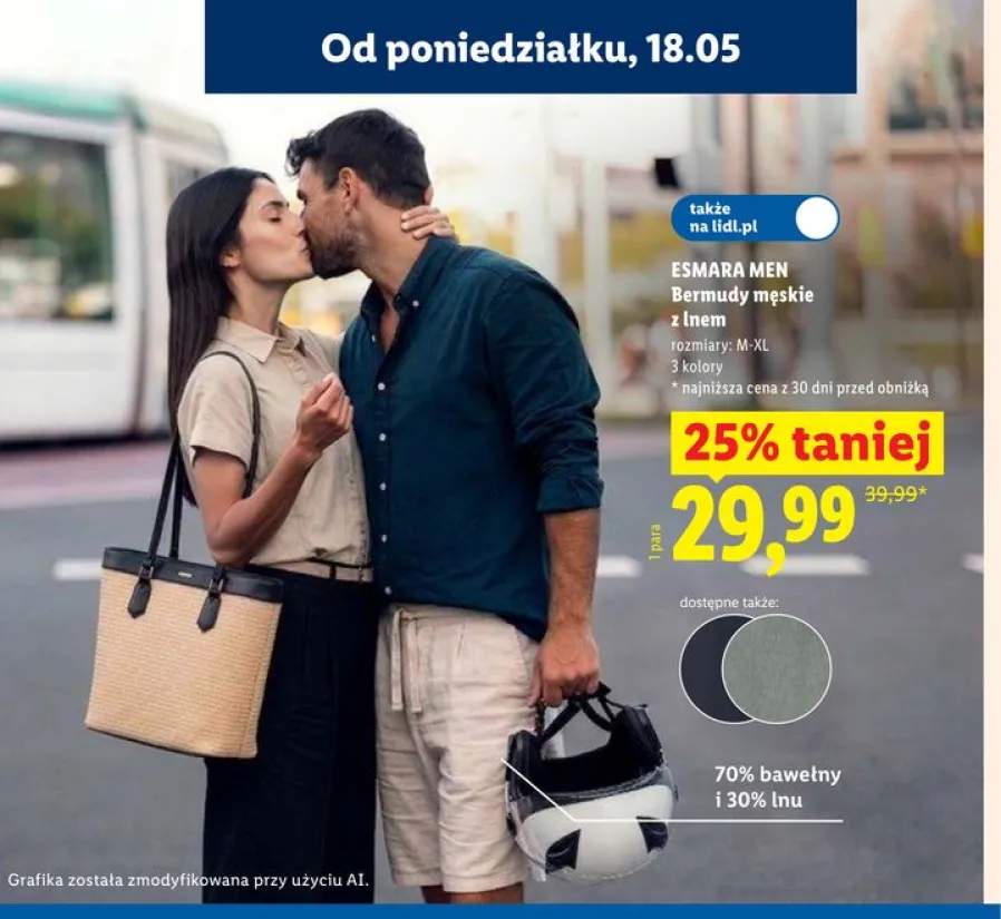 Bermudy męskie z lnem ESMARA MEN