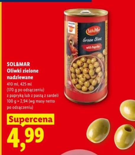 Oliwki zielone nadziewane z pastą z sardeli SOL&MAR