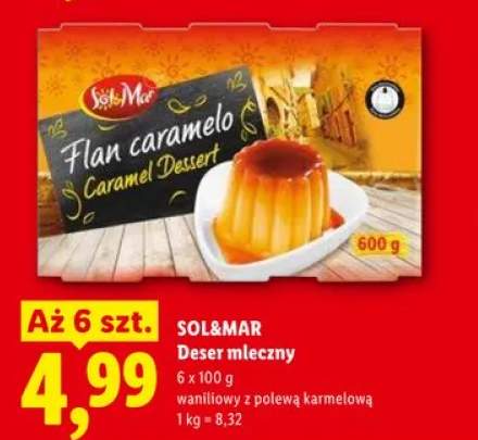 Deser mleczny waniliowy z polewą karmelową Sol&Mar 6-pak 100g