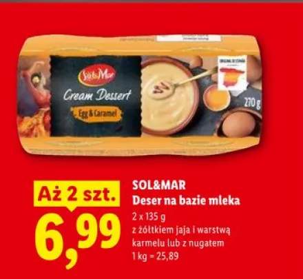 Deser na bazie mleka z nugatem Sol&Mar 2-pak 135g